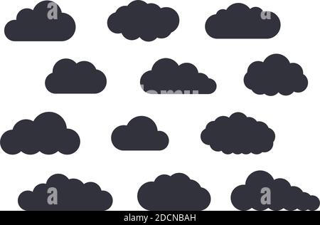 Verschiedene einfache Wolke Formen Vektor Illustration Symbole und Symbole Stock Vektor
