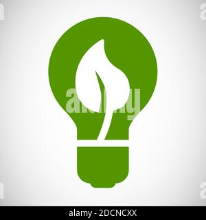 Grüne Glühlampe mit Blattsymbol Eco-Symbol Stock Vektor