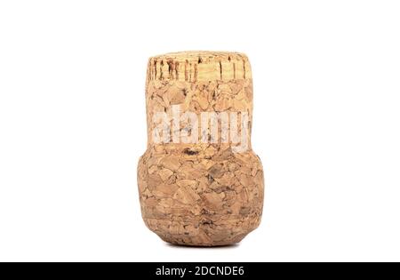 Auf dem Kopf Champagner Kork isoliert auf weißem Hintergrund. Nahaufnahme. Speicherplatz kopieren. Stockfoto