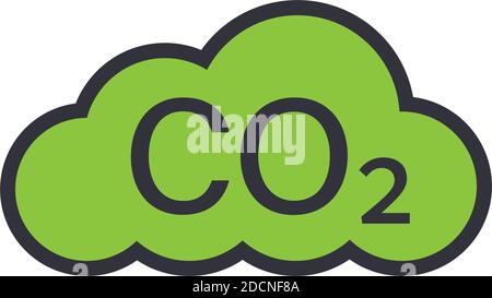 CO2-Symbol mit wolkengrünem Umweltsymbol Stock Vektor