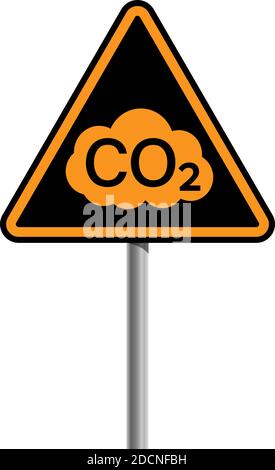 CO2 Verschmutzung Warnung Straßenschild orange schwarze Wolke Symbol Vektor Abbildung Stock Vektor