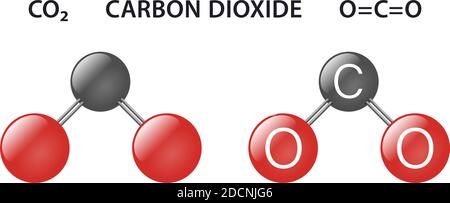 Kohlendioxid-Treibhausgas co2-Atom-Modell Vektor-Illustration Stock Vektor