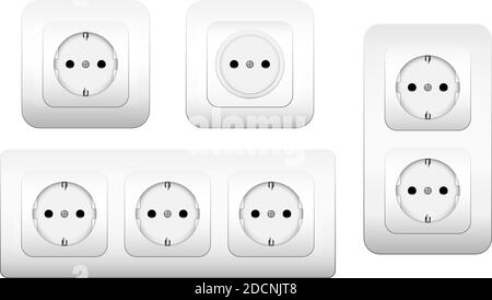 Steckdosenleisten Typ f Doppel- und Dreifach-Steckdosenleisten 3d symbol für Vektorgrafik Stock Vektor