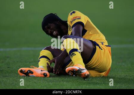 Rom, Italien. November 2020. Gervinho (Parma) verletzt während der Serie A Tim Spiel zwischen AS Roma und Parma Calcio 1913 im Stadio Olimpico am 22. November 2020 in Rom, Italien. (Foto von Giuseppe Fama/Pacific Press) Quelle: Pacific Press Media Production Corp./Alamy Live News Stockfoto