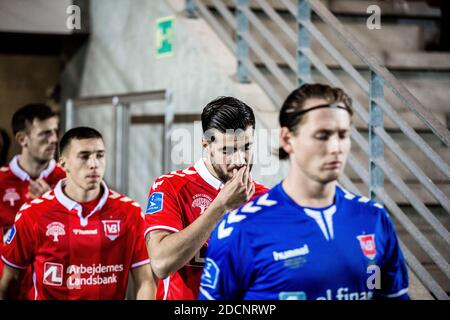 Vejle, Dänemark. November 2020. Saeid Ezatolahi von Vejle Boldklub steigt in das 3F Superliga Match zwischen Vejle Boldklub und Brondby IF im Vejle Stadion in Vejle ein. (Foto Kredit: Gonzales Foto/Alamy Live News Stockfoto