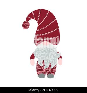 Niedliche bunte Gnome kleine Weihnachten Phantasie Kreatur einfache Cartoon-Vektor-Illustration, flaches Design für Winterferien Grußkarten, Einladungen, Banner, Weihnachtsmann Märchen Helfer Stock Vektor