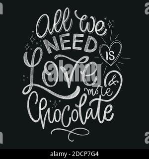 Chocolate Hand Lettering Kreide Zitat. Weihnachten Winter Wort Komposition. Vektor Design Elemente für T-Shirt, Tasche, Poster, Karte, Aufkleber und Menü Stock Vektor