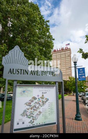 Texas, Waco, Austin Ave. Stadtplan Stockfoto