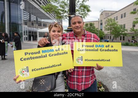 Toronto, Kanada, Abschluss am Centennial College. Echte Szene Stockfoto