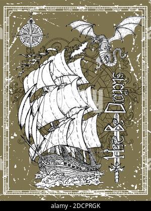 Handgezeichnete Vektorgrafik Illustration, gravierte Zeichnungen für Karten, Plakate, Einladungen, Druck Stock Vektor