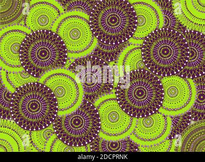 Abstrakte Mandala-Kunst mit Spritzer und filigranen Farben Stockfoto