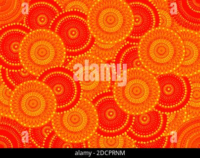 Abstrakte Mandala-Kunst mit Spritzer und filigranen Farben Stockfoto