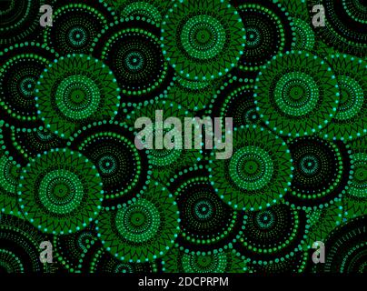 Abstrakte Mandala-Kunst mit Spritzer und filigranen Farben Stockfoto