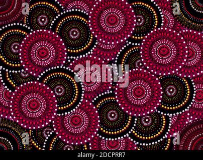 Abstrakte Mandala-Kunst mit Spritzer und filigranen Farben Stockfoto