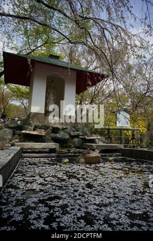 Brunnen im Arashiyama Bambuswald. Stockfoto