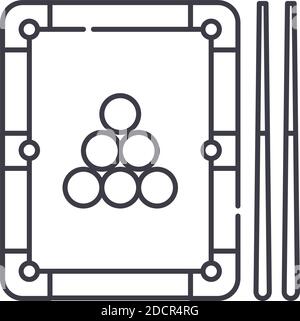 Pool-Spiel-Konzept-Symbol, lineare isolierte Illustration, dünne Linie Vektor, Web-Design-Zeichen, Umriss-Konzept-Symbol mit editierbaren Strich auf weiß Stock Vektor