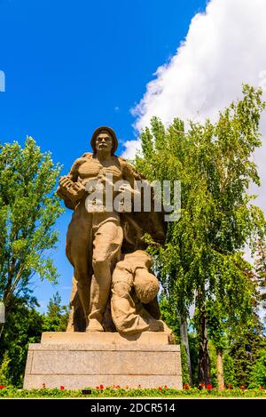 Wolgograd, Russland - 26. MAI 2019: Skulptur der Krieger in Mamayev Hill, Russland Stockfoto