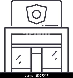 Polizeiwache Konzept Symbol, lineare isolierte Illustration, dünne Linie Vektor, Web-Design-Zeichen, Kontur Konzept Symbol mit editierbaren Strich auf weiß Stock Vektor