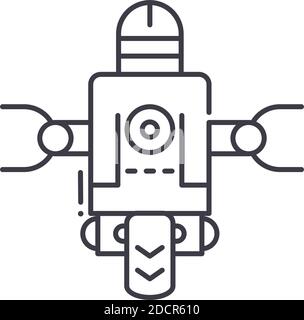 Persönliche Roboter-Symbol, lineare isolierte Illustration, dünne Linie Vektor, Web-Design-Zeichen, Kontur Konzept-Symbol mit editierbarer Kontur auf weißem Hintergrund. Stock Vektor