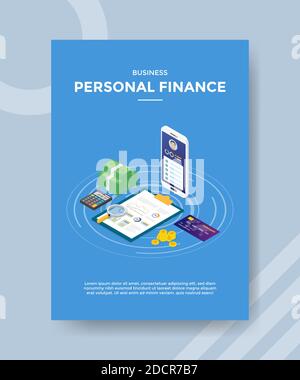 Business persönliche Finanzen Geld Smartphone-Rechner Chart Board-Karte Bank für Vorlage von Bannern, Flyer, Bücher Cover, Zeitschriften Stock Vektor