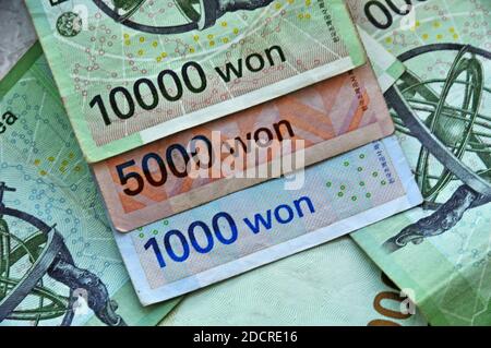 Won Notes, Währung, Südkorea Stockfoto