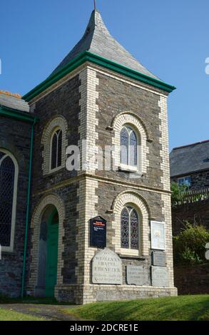 Boscastle Methodist Church, Boscastle, Cornwall, England, Großbritannien im September. Ein denkmalgeschütztes Gebäude. Stockfoto