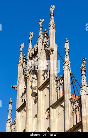 Der Giebel des historischen Rathauses in Münster; Münsterland, Nordrhein-Westfalen, Deutschland Stockfoto