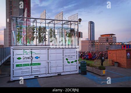 GROSSBRITANNIEN /London / Urban Farm Box aus einem Transportcontainer auf dem Dach von London. Stockfoto