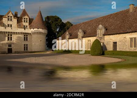 Monbazillac Schloss Weinberg Hof Dordogne Stockfoto