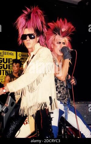 Chris Kavanagh, Tony James and Martin Degville from Sigue Sigue Sputnik live at Abbey Road Studios. London, November 29, 1985 | usage worldwide Stock Photo