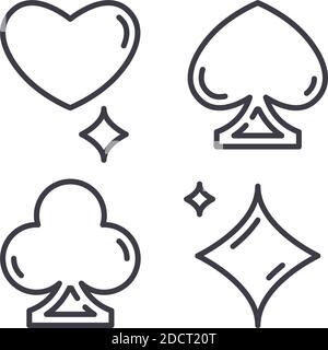Poker-Symbol, lineare isolierte Illustration, dünne Linie Vektor, Web-Design-Zeichen, Kontur Konzept-Symbol mit editierbarer Kontur auf weißem Hintergrund. Stock Vektor