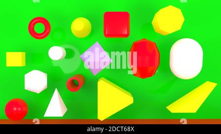 Geometrischer abstrakter Hintergrund mit farbenfrohem 3d-Rendering-Bild Stockfoto
