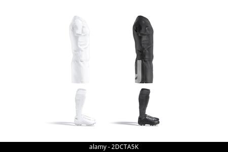 Blank schwarz-weiß Fußballuniform Mockup Set, Seitenansicht Stockfoto