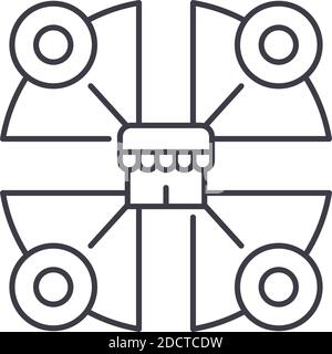 Marksegmentierungssymbol, lineare isolierte Illustration, Vektor mit dünnen Linien, Webdesign-Zeichen, Umrisskonzept-Symbol mit bearbeitbarer Kontur auf Weiß Stock Vektor