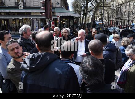 Das ehemalige Mitglied der Sozialistischen Partei Frankreichs (PS) Gerard Filoche wartet am 11. April 2018 vor dem Gericht in Paris, Frankreich.Foto von Alain Apaydin/ABACAPRESS.COM Stockfoto