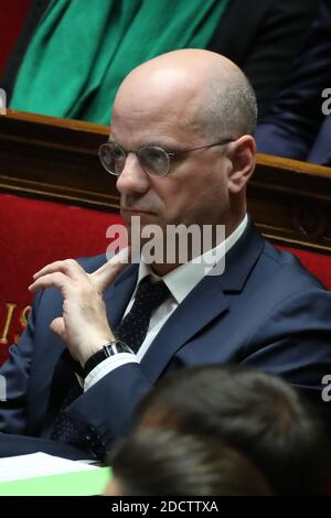 Der Minister für nationale Bildung Jean-Michel Blanquer während einer Sitzung der "Fragen an die Regierung" bei der französischen Nationalversammlung am 28. März 2018 in Paris, Frankreich. Foto von Henri Szwarc/ABACAPRESS.COM Stockfoto