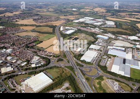 Luftaufnahme des Tuscany Way Industrial Estate & California Drive Industriegebiete in Normanton, West Yorkshire, Großbritannien Stockfoto