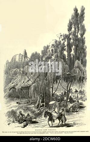 Roadside Cafe, Damaskus, Syrien Holzgravur aus dem malerischen Palästina, Sinai und Ägypten von Wilson, Charles William, Sir, 1836-1905; Lane-Poole, Stanley, 1854-1931 Band 2. Erschienen in New York bei D. Appleton im Jahre 1881-1884 Stockfoto