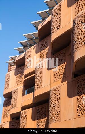 Vereinigte Arabische Emirate, Abu Dhabi, Masdar City - die erste kohlenstofffreie Stadt der Welt Stockfoto