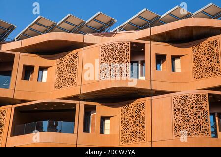 Vereinigte Arabische Emirate, Abu Dhabi, Masdar City - die erste kohlenstofffreie Stadt der Welt Stockfoto