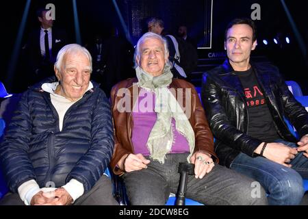 Anthony Delon, Jean-Paul Belmondo, Charles Gerard Assistent au combat Opposant Tony Yoka a Jonathan Rice a Paris, Frankreich, le 7 avril 2018. Foto von Alban Wyters/ABACAPRESS.COM Stockfoto