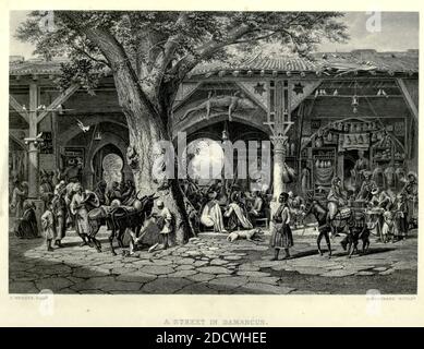 Gravur auf Stahl einer Straße in Damaskus aus dem malerischen Palästina, Sinai und Ägypten von Wilson, Charles William, Sir, 1836-1905; Lane-Poole, Stanley, 1854-1931 Band 2. Erschienen in New York bei D. Appleton im Jahre 1881-1884 Stockfoto