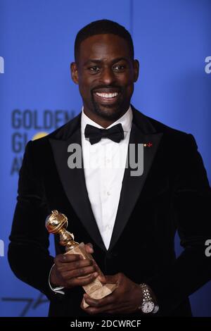 Schauspieler Sterling K. Brown posiert im Presseraum während der 75. Annual Golden Globes Awards im Beverly Hilton Hotel am 7. Januar 2018 in Los Angeles, CA, USA. Foto von Lionel Hahn/ABACAPRESS.COM Stockfoto