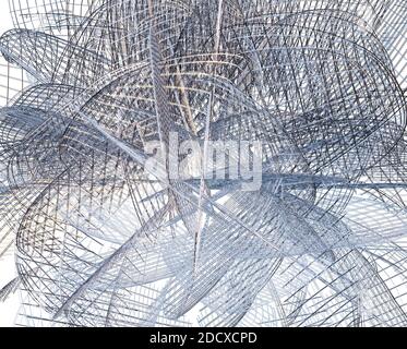 Metallbaulinien, Metalllinien, 3d-Rendering Stockfoto