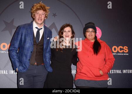 Geremy Credeville, Laura Domenge, Melha bei der Eröffnungsfeier des 21. L'Alpe d'Huez Comedy Film Festivals in L'Alpe d'Huez, Frankreich, am 16. Januar 2018. Foto von Julien Reynaud/APS-Medias/ABACAPRESS.COM Stockfoto