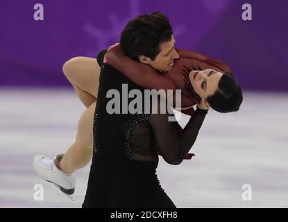 Tessa Virtue und Scott Moir (CAN) treten bei der Eiskunstlauf-Freitanz-Veranstaltung während der Olympischen Winterspiele 2018 in Pyeongchang in der Gangneung Ice Arena auf. Pyeongchang, Südkorea, 20. Februar 2018. Foto von Giuliano Bevilacqua/ABACAPRESS.COM Stockfoto