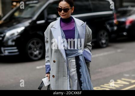 Street Style, Maiko Shibata Ankunft in Rejina Pyo Herbst-Winter 2018-2019 Show in Burlington Arcade, in London, England, am 18. Februar 2018 statt. Foto von Marie-Paola Bertrand-Hillion/ABACAPRESS.COM Stockfoto