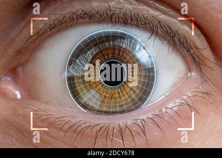 Biometrie, Augen-Scanning und Erkennungskonzept. Stockfoto