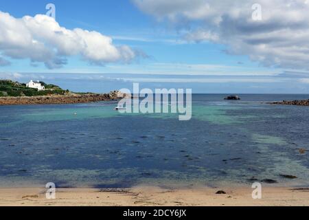 Porthcressa Beach, Hugh Town, St Mary's, Isles of Scilly, Großbritannien Stockfoto