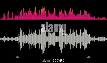 Amplitude der Musikschallwelle. Equalizer-Balken. Flache Illustration. Stockfoto